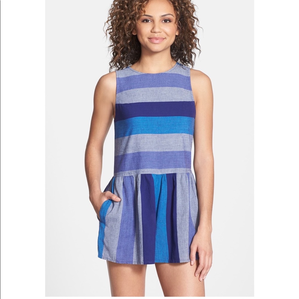 'Romp Around' Stripe Cotton Skort Romper